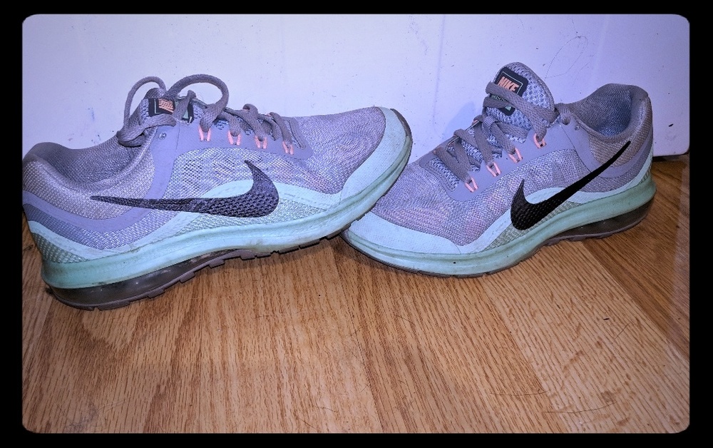 Green and grey nikes